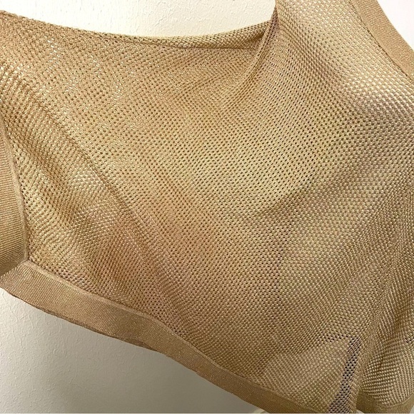 MICHAEL KORS Metallic Gold Knit Kaftan Poncho Med Business Casual EUC Designer - Picture 5 of 14